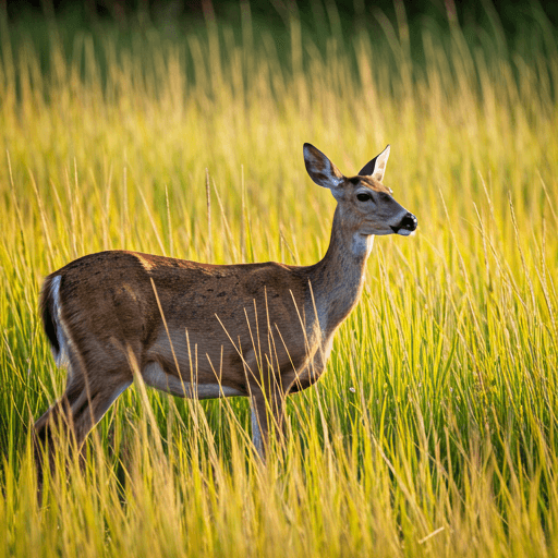 White-tailed deer in tall native grass